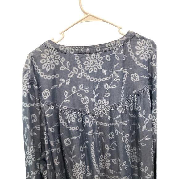 The Pioneer Woman Women Denim Peasant Shirt Dress Plus Size 3X Blue Boho Country - Picture 7 of 9